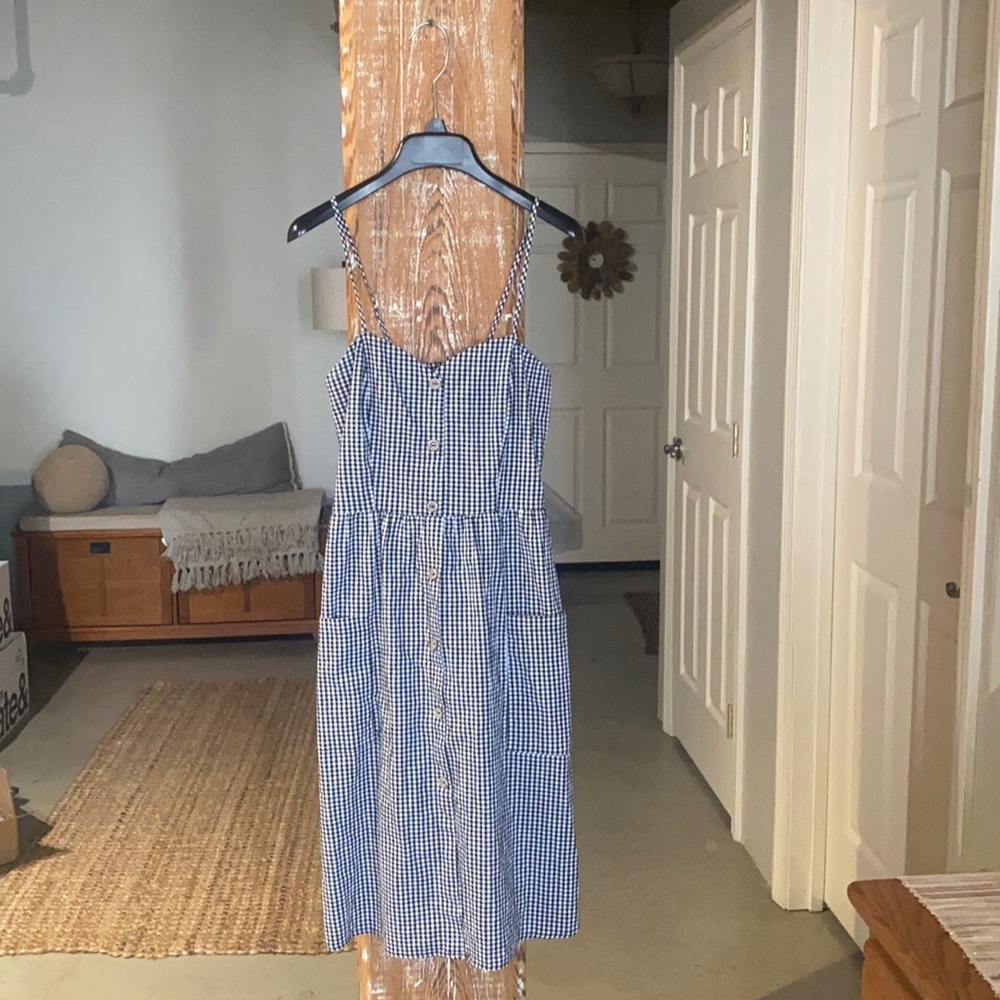 MIDI checkered button down dress with pockets